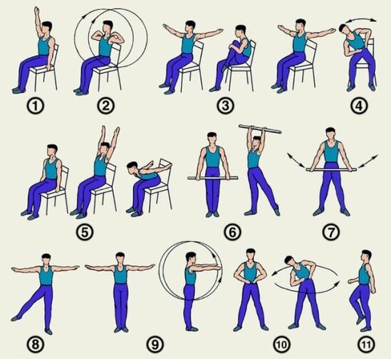 A set of exercises for osteochondrosis