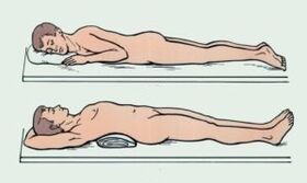 Body position with pain attacks in the spine